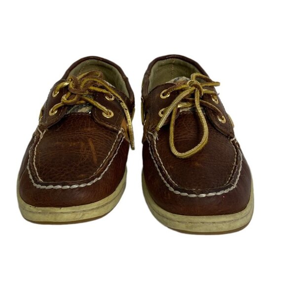 Sperry Topsider Leather Angelfish Boat Shoes Brown‎ Animal Print Size 7.5 Flats - Picture 5 of 10